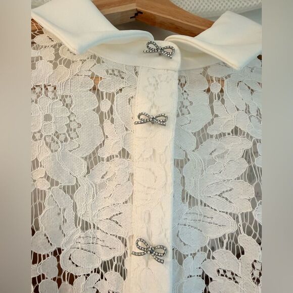 NWOT Self-Portrait WHITE LACE PEPLUM MIDI DRESS, size US4 - Picture 10 of 16